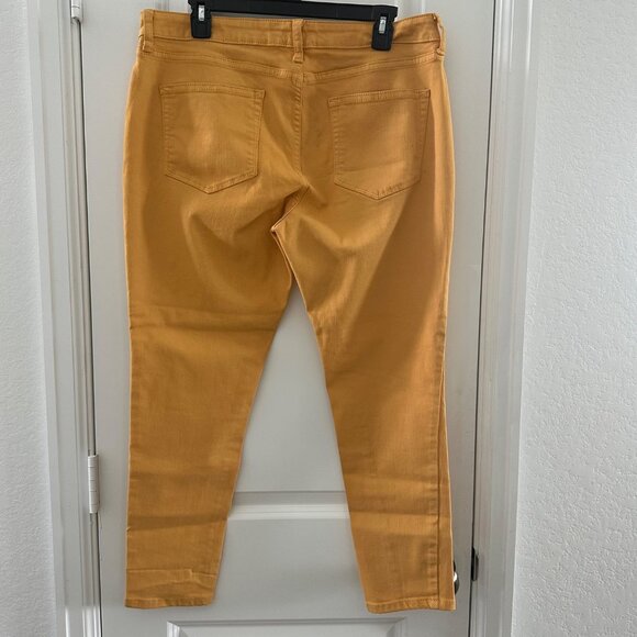 A.n.a Womens Skinny Ankle Pants Size 14 Yellow Cotton Blend - Picture 2 of 7